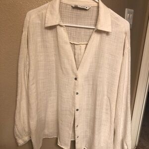 Cream Button-Up Women's Top 100% Cotton